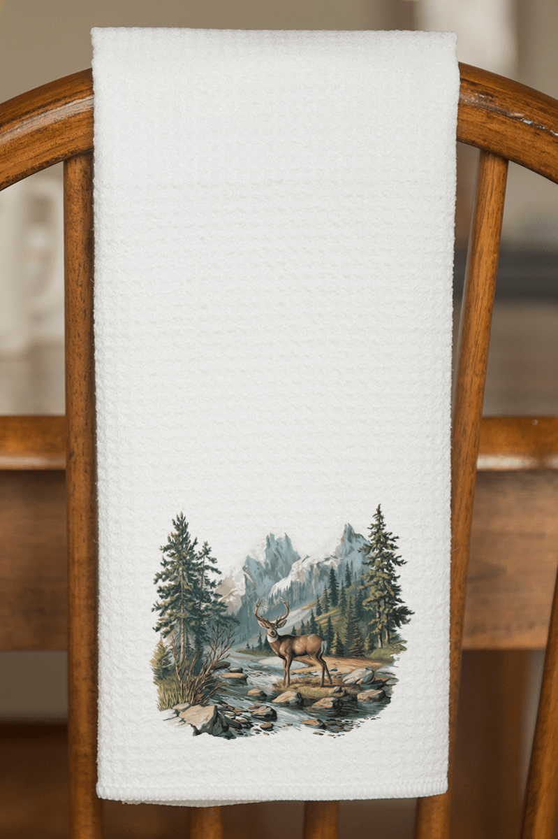 Alpine Deer Waffle Kitchen Towel - Wholesale Accessory Market