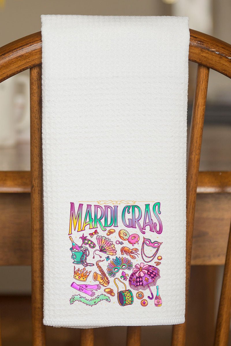 Beads, Bows, and Bourbon St Waffle Kitchen Towel - Wholesale Accessory Market