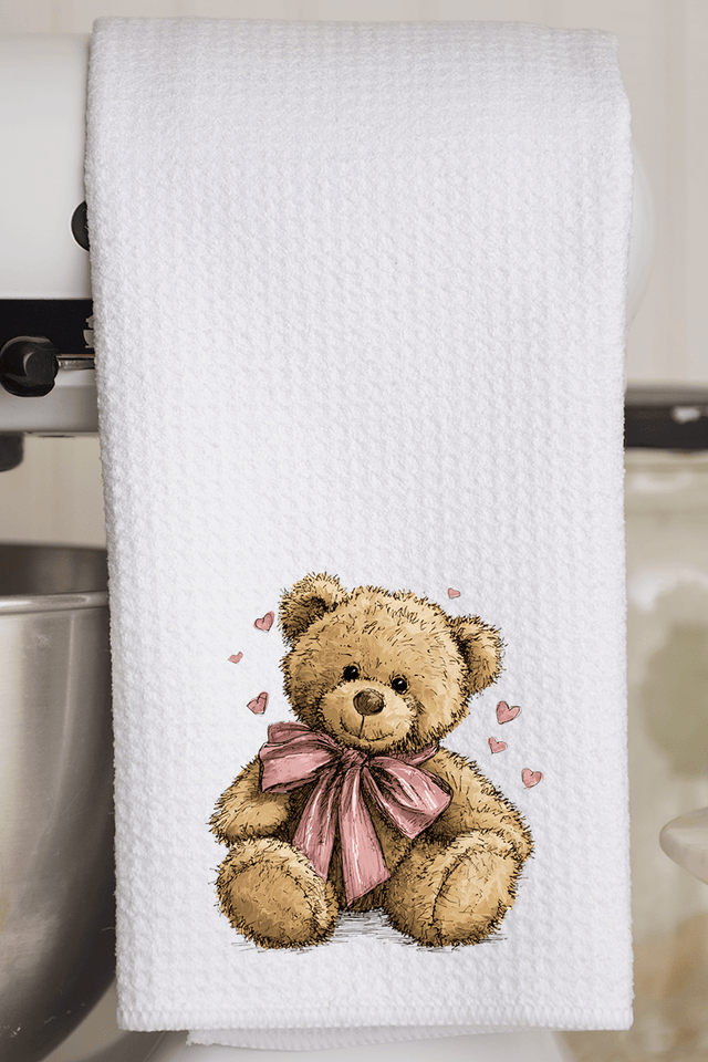 Be Mine Bear Waffle Kitchen Towel - Wholesale Accessory Market