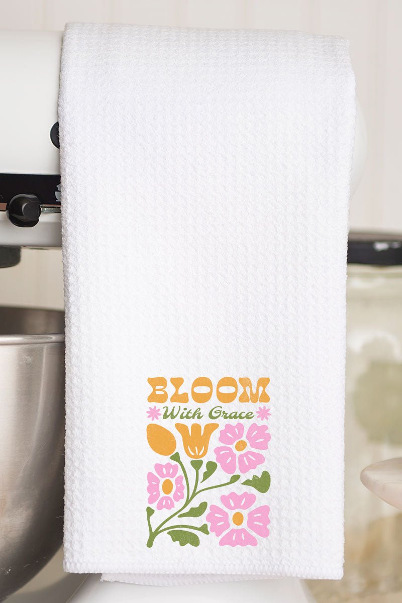Bloom With Grace Waffle Kitchen Towel - Wholesale Accessory Market