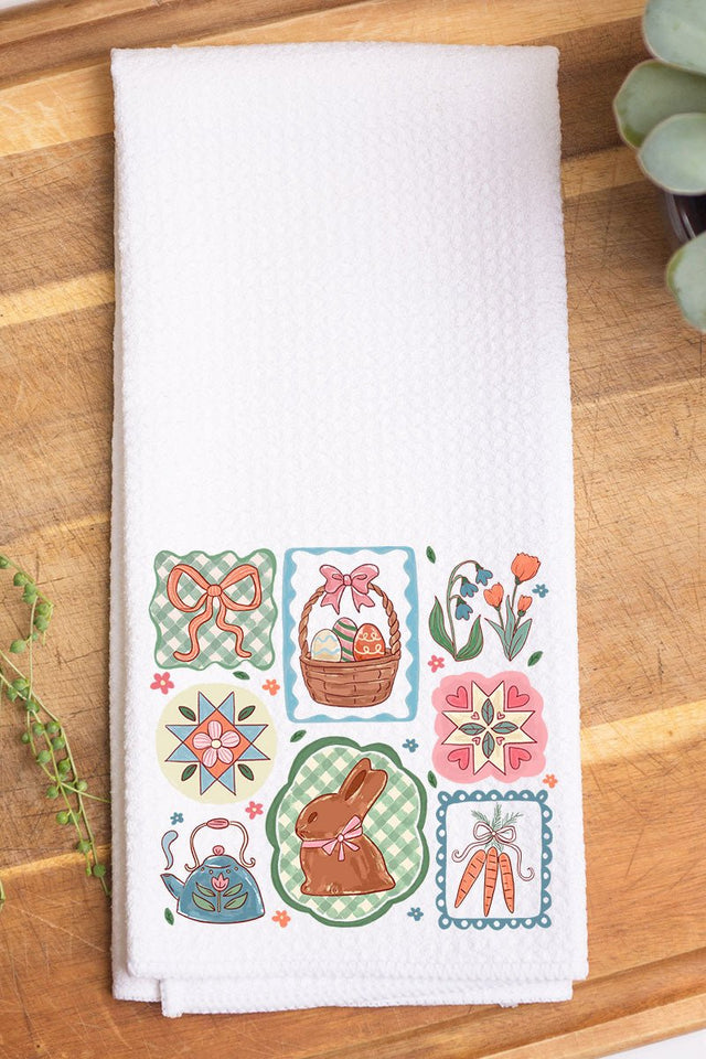 Blossom Bunny Patch Waffle Kitchen Towel - Wholesale Accessory Market