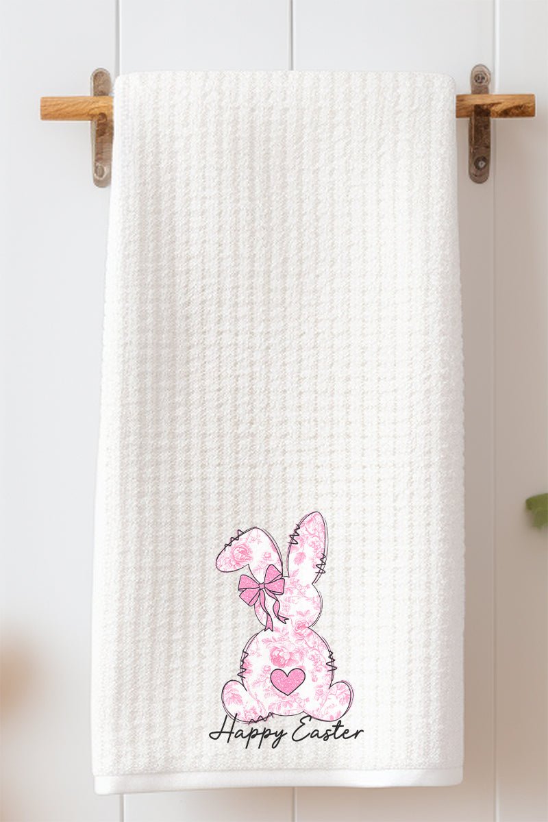 Blush Bunny Happy Easter Waffle Kitchen Towel - Wholesale Accessory Market