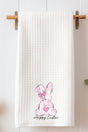 Blush Bunny Happy Easter Waffle Kitchen Towel - Wholesale Accessory Market