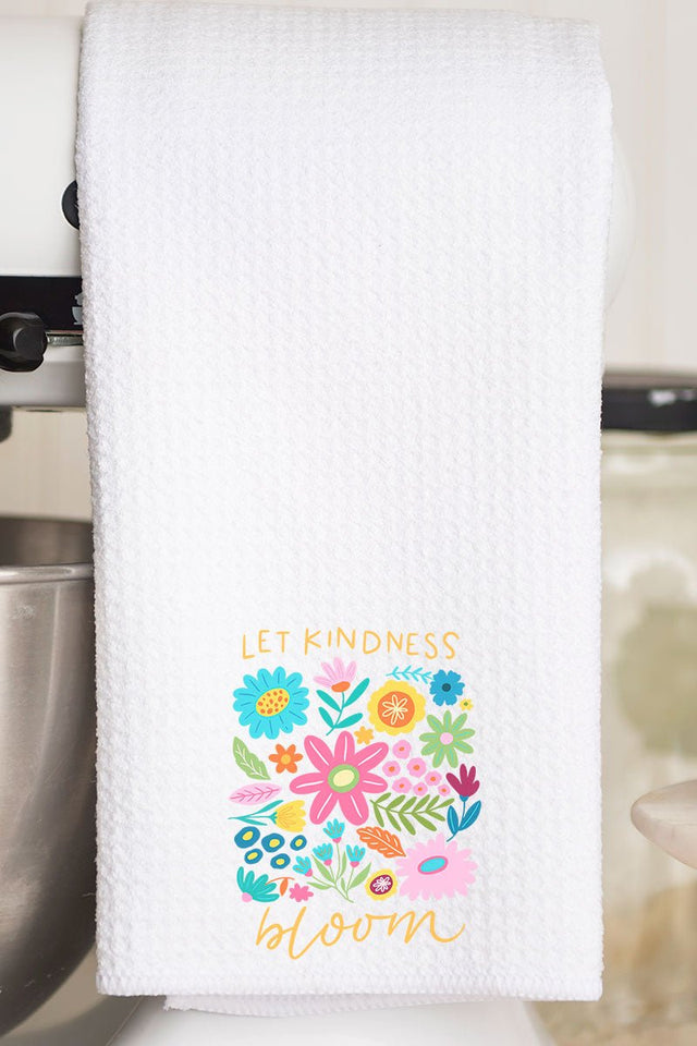 Boho Let Kindness Bloom Waffle Kitchen Towel - Wholesale Accessory Market