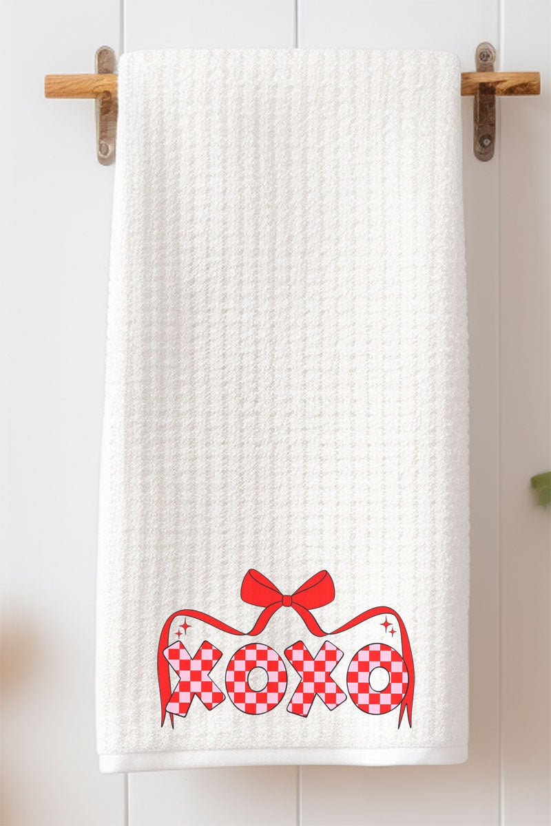 Bow And Kisses Waffle Kitchen Towel - Wholesale Accessory Market