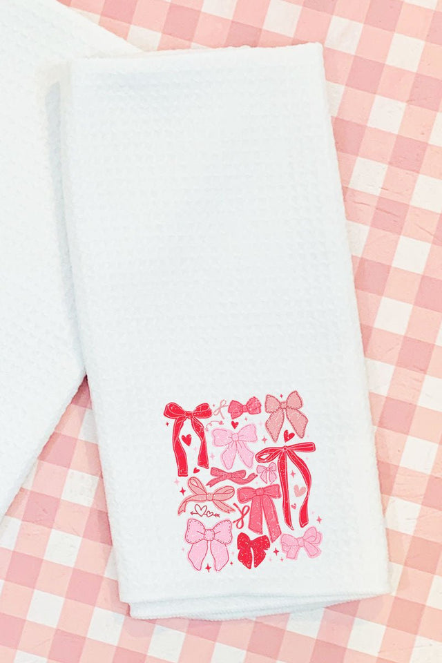 Bow Bliss Waffle Kitchen Towel - Wholesale Accessory Market
