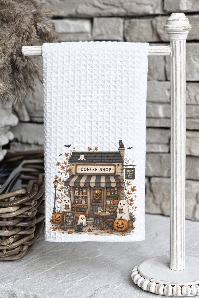 Brew & Boo Coffee Shop Waffle Kitchen Towel - Wholesale Accessory Market