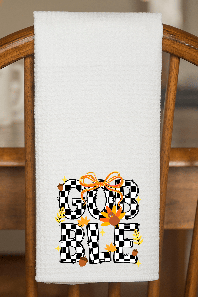 Checkered Gobble Coquette Waffle Kitchen Towel - Wholesale Accessory Market