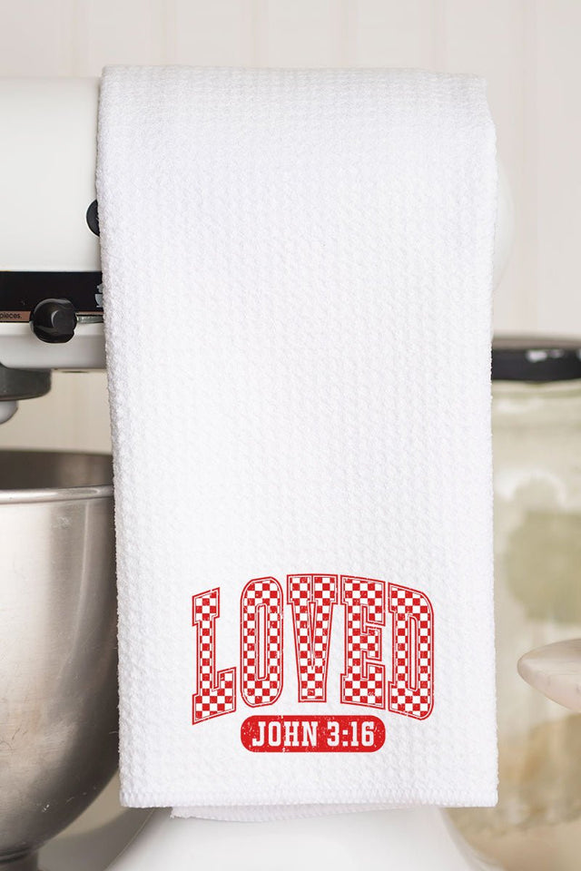 Checkered Loved Waffle Kitchen Towel - Wholesale Accessory Market