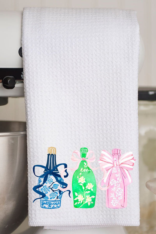 Chinoiserie Champagne Waffle Kitchen Towel - Wholesale Accessory Market