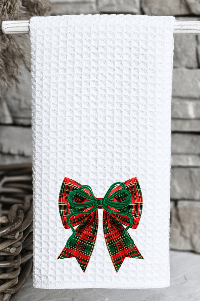 Christmas Plaid Coquette Waffle Kitchen Towel - Wholesale Accessory Market