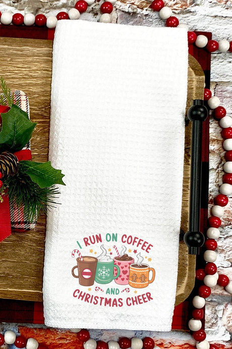 Coffee And Christmas Cheer Waffle Kitchen Towel - Wholesale Accessory Market