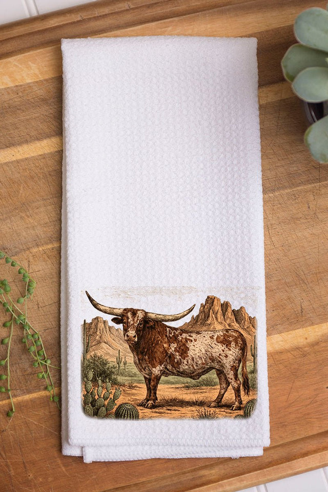 Desert Monarch Longhorn Waffle Kitchen Towel - Wholesale Accessory Market