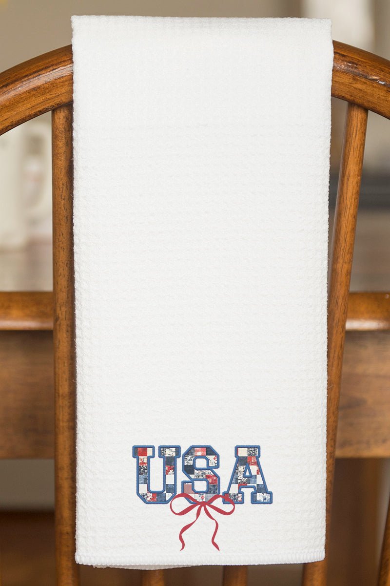Faux Patchwork USa Waffle Kitchen Towel - Wholesale Accessory Market