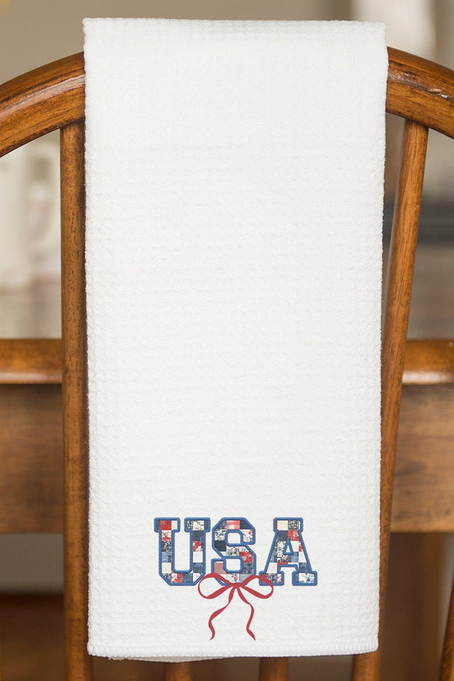 Faux Patchwork USa Waffle Kitchen Towel - Wholesale Accessory Market