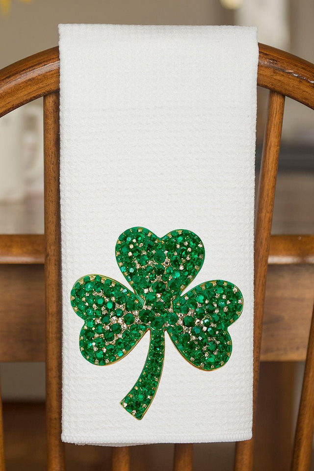 Faux Rhinestone Clover Waffle Kitchen Towel - Wholesale Accessory Market