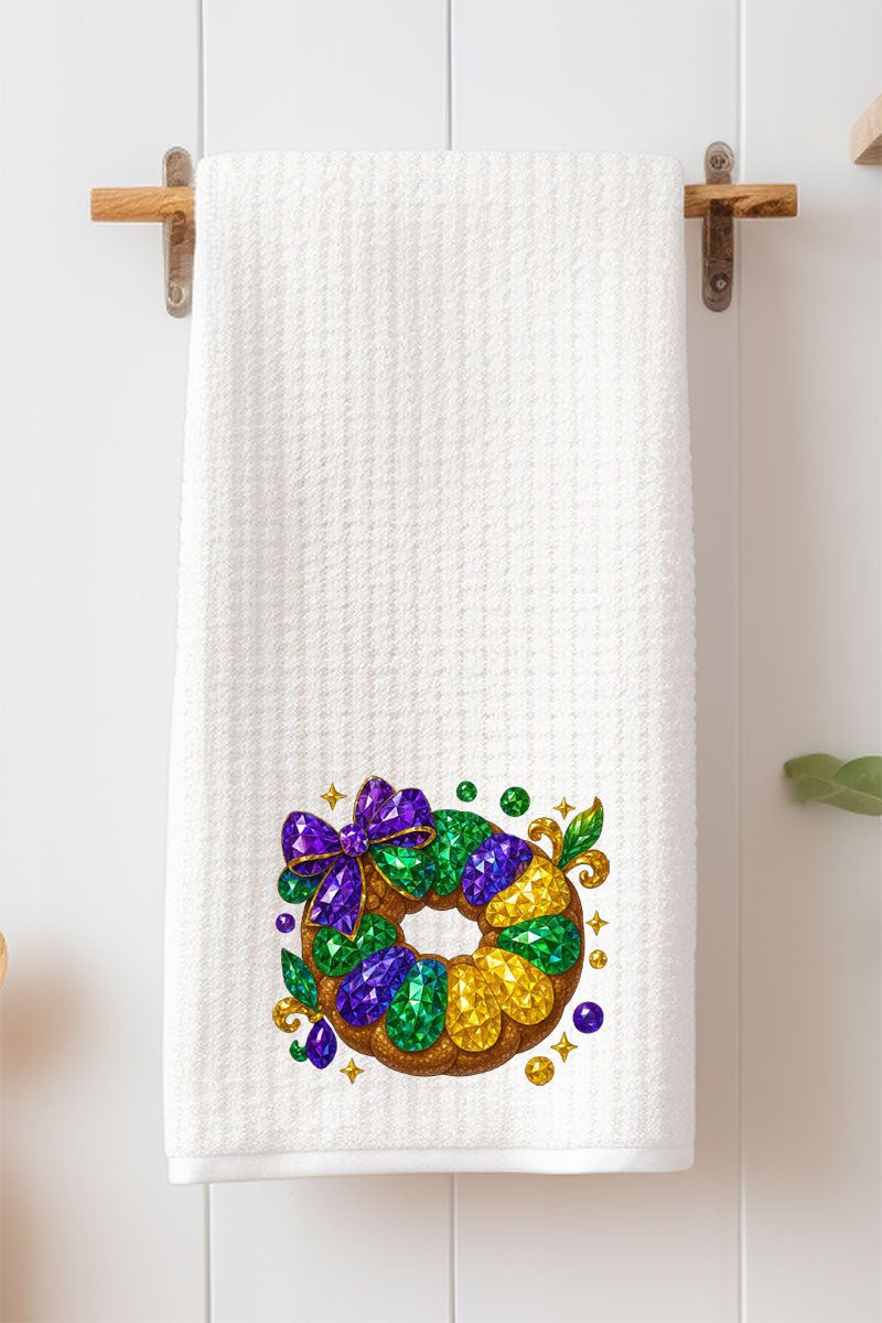Faux Rhinestone King Cake Waffle Kitchen Towel - Wholesale Accessory Market