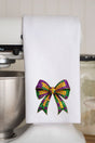 Faux Rhinestone Mardi Gras Bow Waffle Kitchen Towel - Wholesale Accessory Market