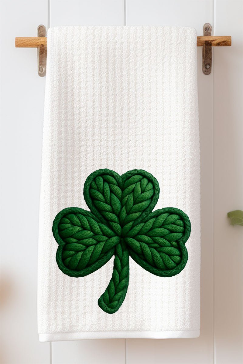 Faux Yarn Clover Waffle Kitchen Towel - Wholesale Accessory Market