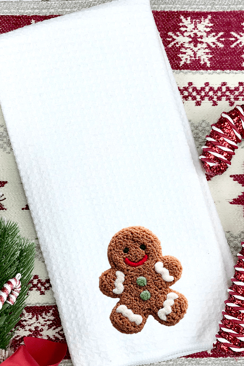 Faux Yarn Gingerbread Kisses Waffle Kitchen Towel - Wholesale Accessory Market