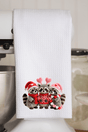 Faux Yarn Raccoon Romance Waffle Kitchen Towel - Wholesale Accessory Market