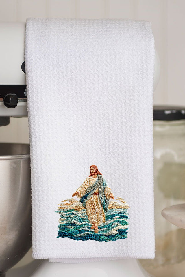 Faux Yarn Walking On Water Waffle Kitchen Towel - Wholesale Accessory Market