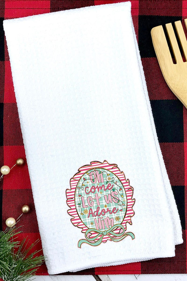 Framed Oh Come Let Us Waffle Kitchen Towel - Wholesale Accessory Market