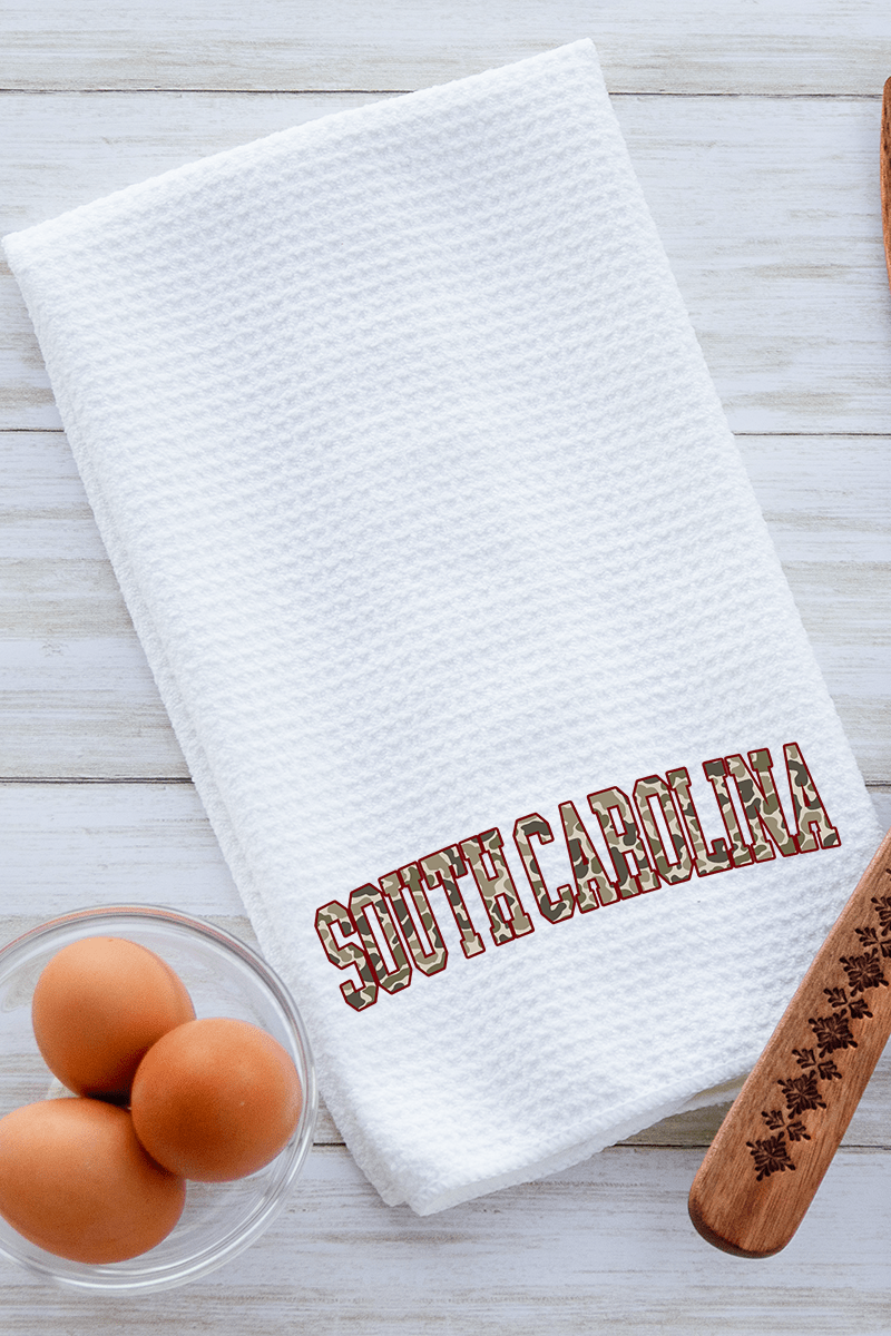 Garnet South Carolina Camo Waffle Kitchen Towel - Wholesale Accessory Market