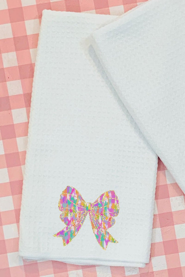 Glitzy Brushed Coquette Waffle Kitchen Towel - Wholesale Accessory Market