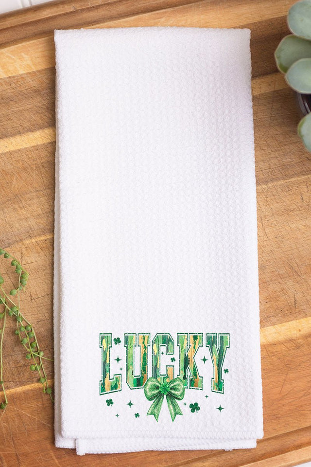 Glitzy Brushed Lucky Waffle Kitchen Towel - Wholesale Accessory Market