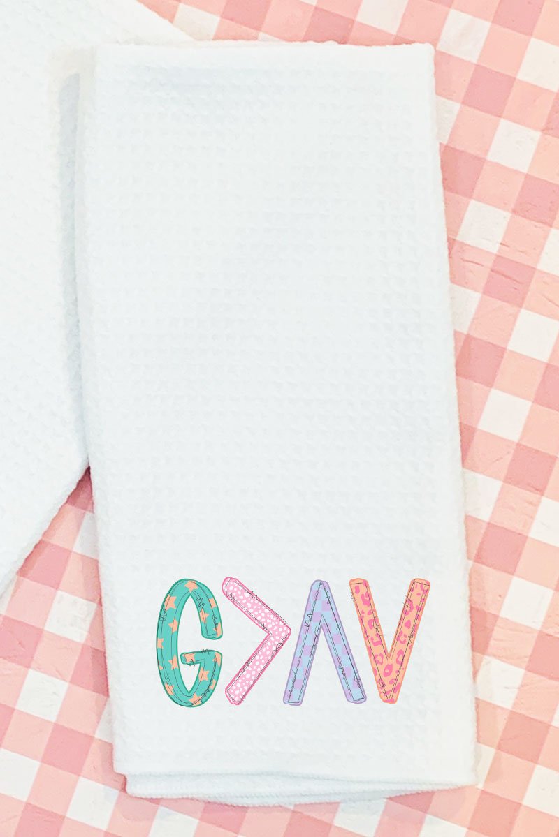 God Is Greater Waffle Kitchen Towel - Wholesale Accessory Market