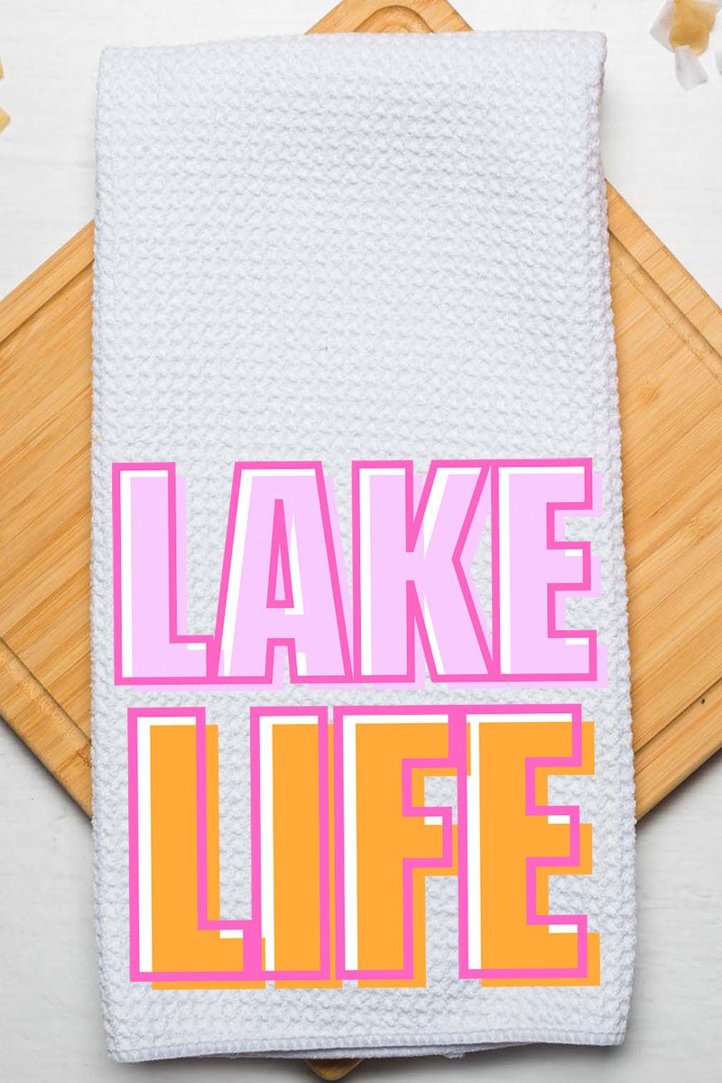 Golden Hour Lake Life Waffle Kitchen Towel - Wholesale Accessory Market