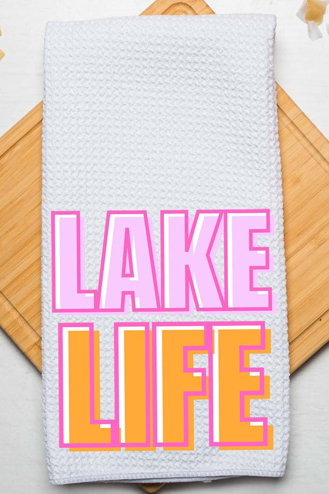 Golden Hour Lake Life Waffle Kitchen Towel - Wholesale Accessory Market