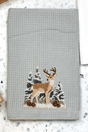 Faux Yarn Winter Deer Gray Waffle Kitchen Towel - Wholesale Accessory Market