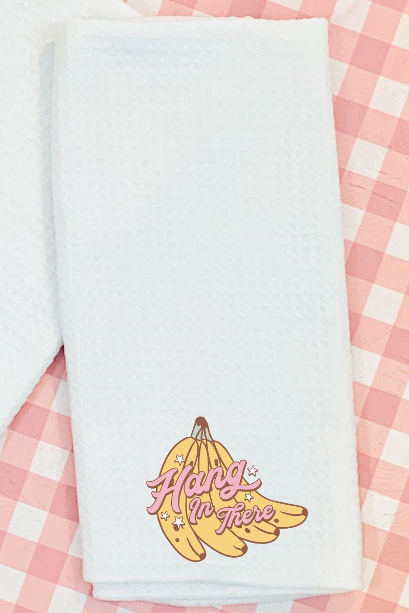 Hang In There Bananas Waffle Kitchen Towel - Wholesale Accessory Market