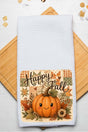 Happy Pumpkin Patchwork Waffle Kitchen Towel - Wholesale Accessory Market