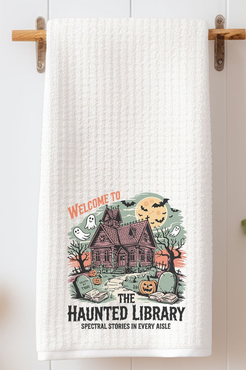 Haunted Library Waffle Kitchen Towel - Wholesale Accessory Market