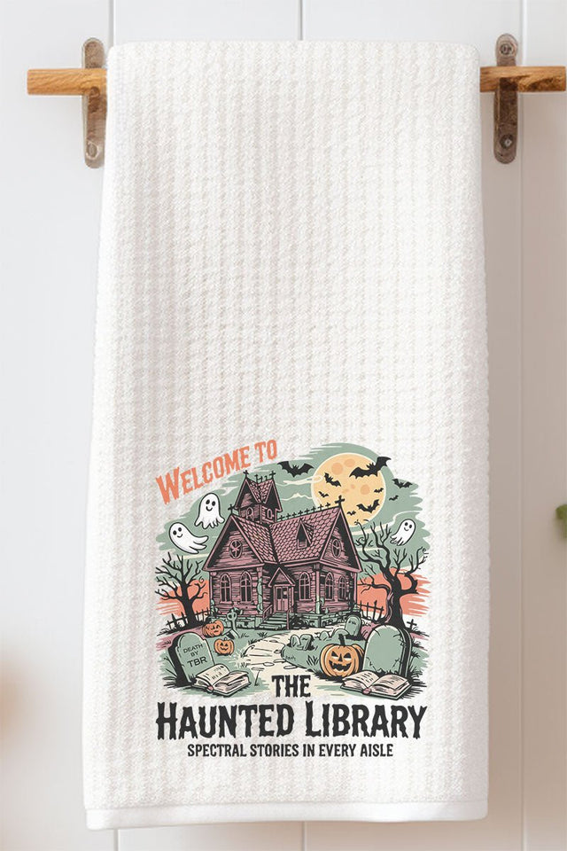 Haunted Library Waffle Kitchen Towel - Wholesale Accessory Market