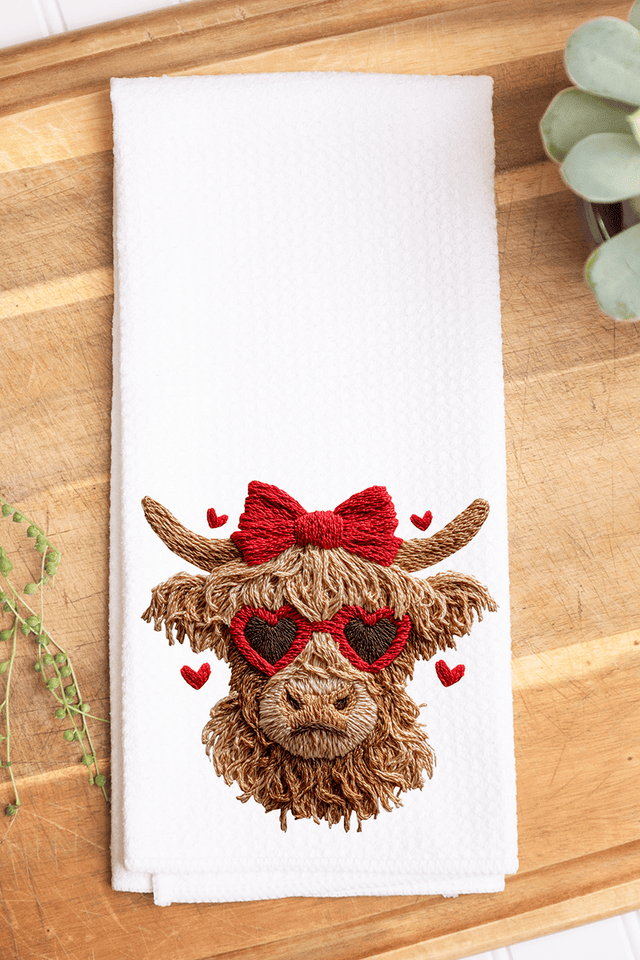 Heartbreaking Heifer Faux Yarn Waffle Kitchen Towel - Wholesale Accessory Market