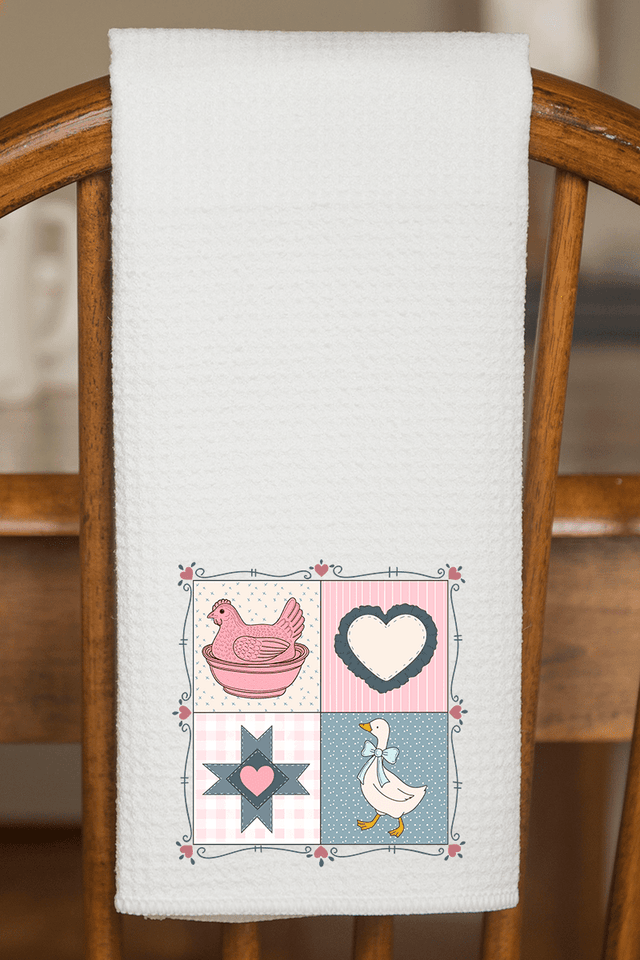 Heartfelt Goose Waffle Kitchen Towel - Wholesale Accessory Market