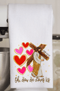 He Loves Us Hearts Waffle Kitchen Towel - Wholesale Accessory Market