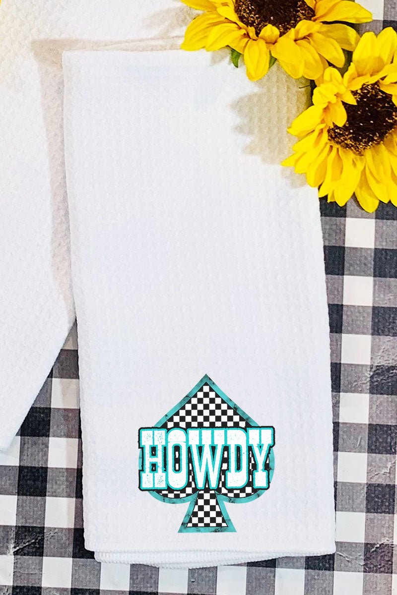 Howdy Checkered Spades Waffle Kitchen Towel - Wholesale Accessory Market