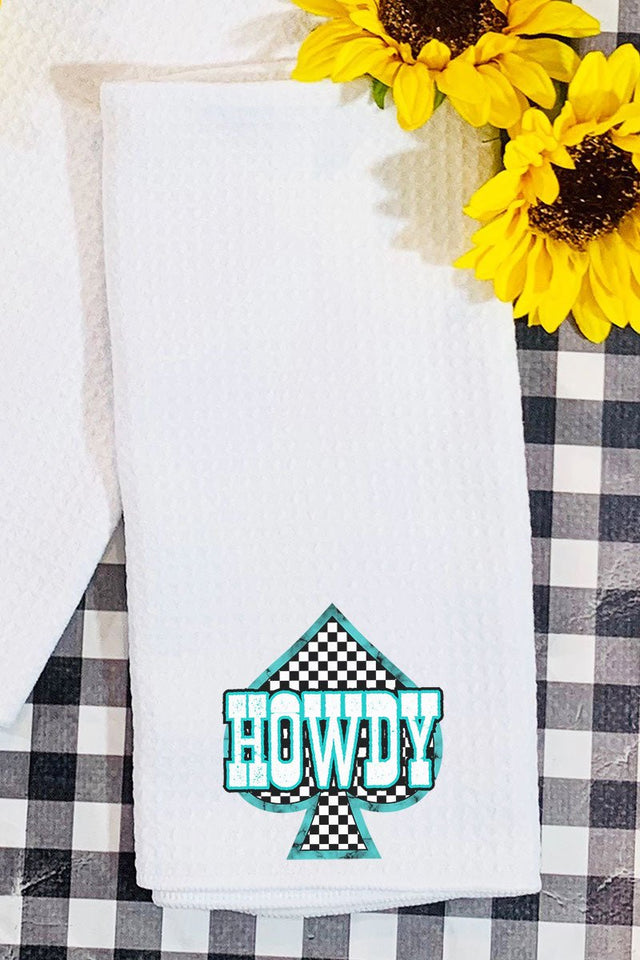 Howdy Checkered Spades Waffle Kitchen Towel - Wholesale Accessory Market