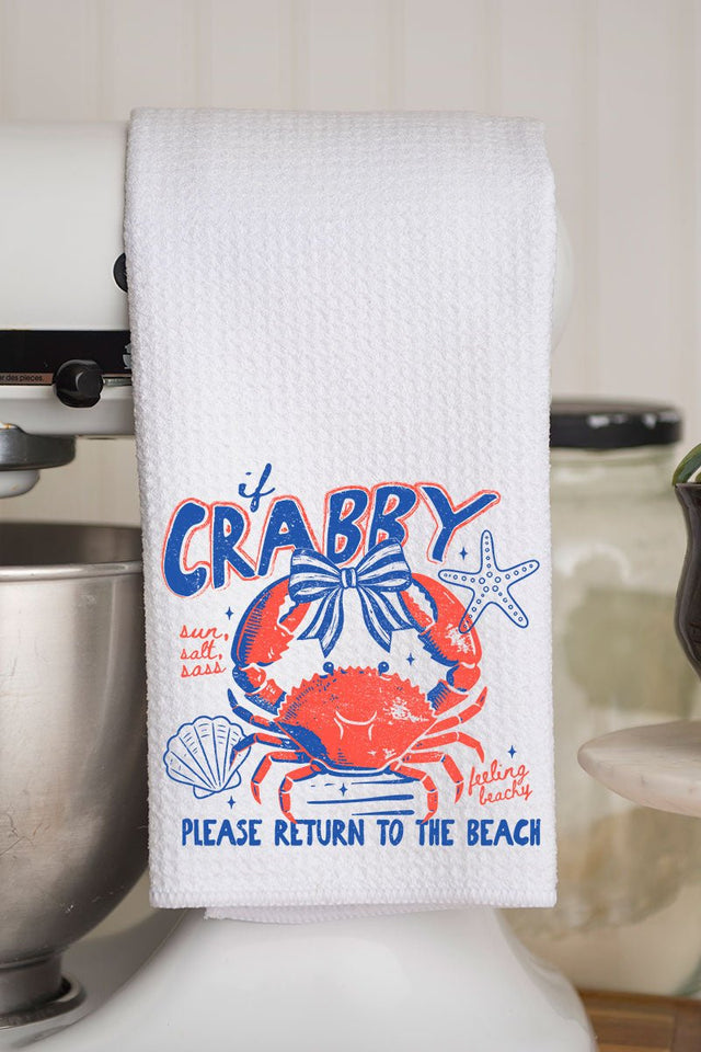 If Crabby Please Return To The Beach Waffle Kitchen Towel - Wholesale Accessory Market