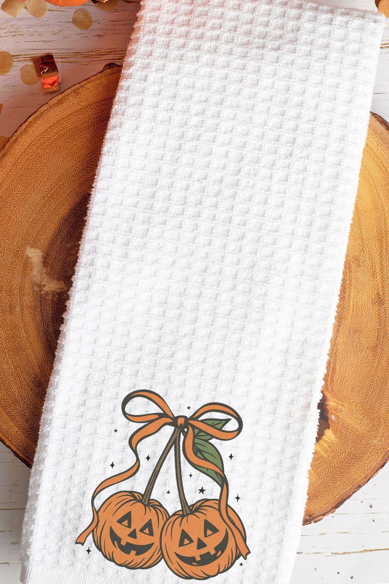Jack - O' - Lantern Cherries Waffle Kitchen Towel - Wholesale Accessory Market