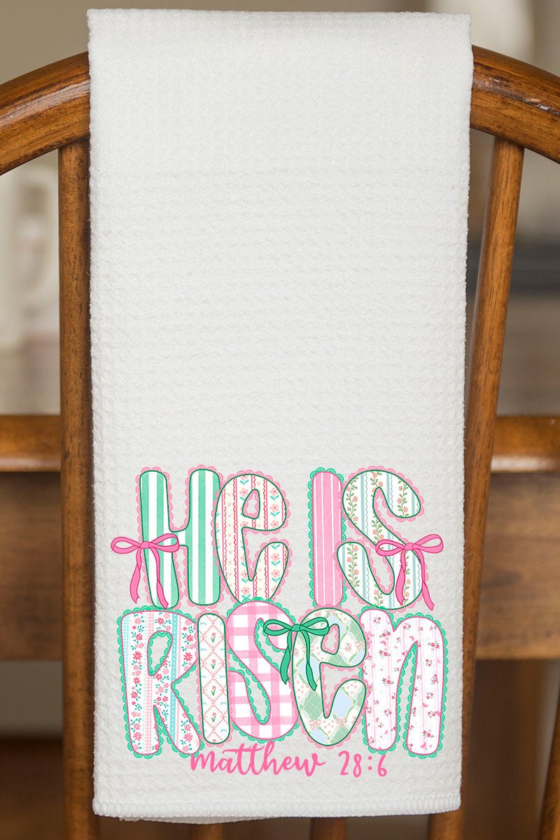 Lace & Bloom He Is Risen Waffle Kitchen Towel - Wholesale Accessory Market