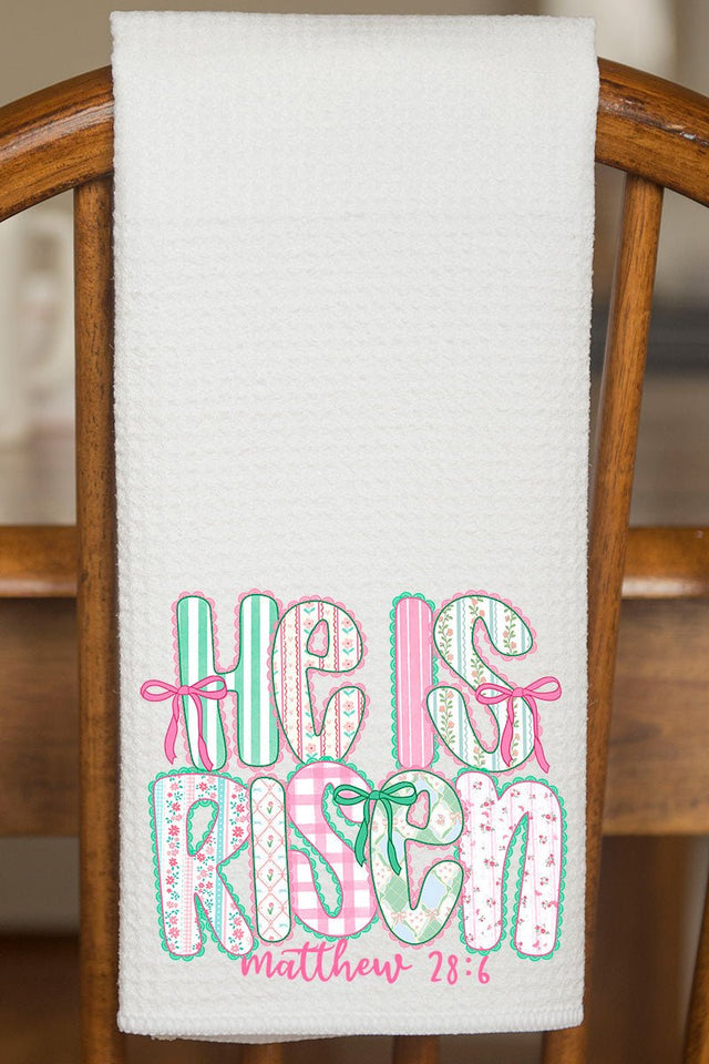 Lace & Bloom He Is Risen Waffle Kitchen Towel - Wholesale Accessory Market