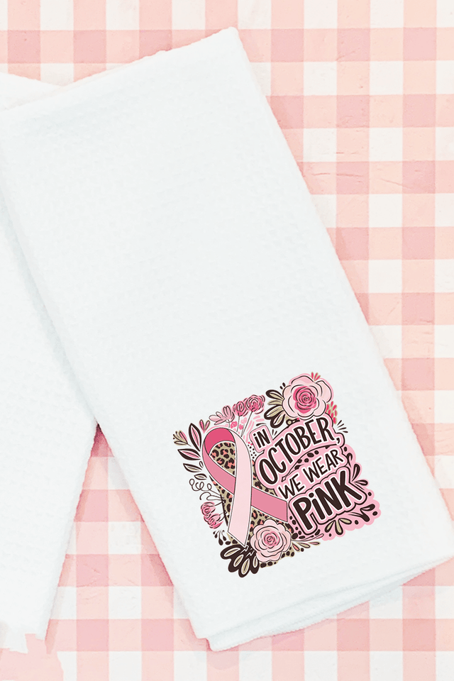 Leopard Doodle We Wear Pink Waffle Kitchen Towel - Wholesale Accessory Market