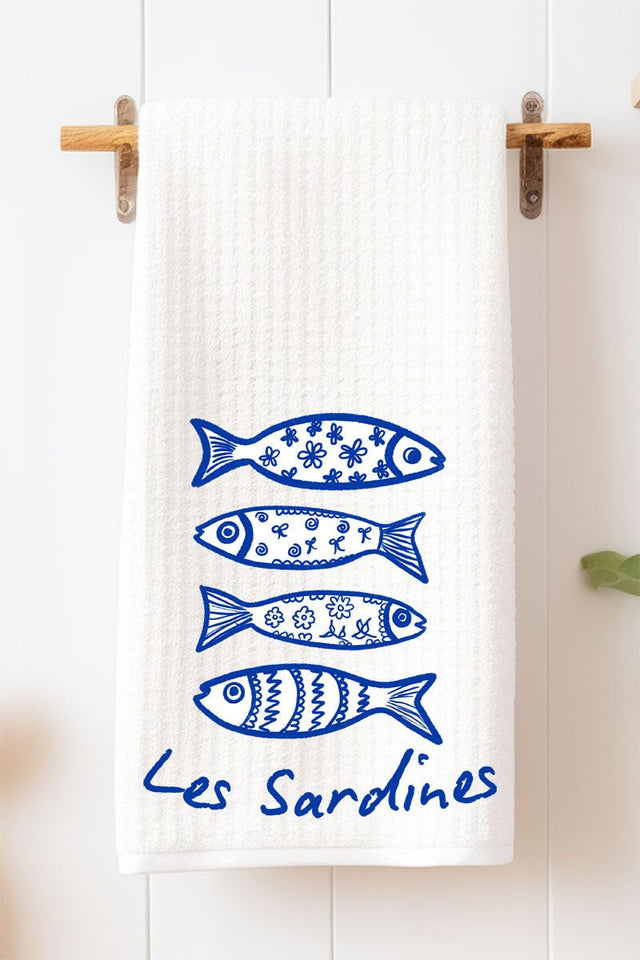 Les Sardines Waffle Kitchen Towel - Wholesale Accessory Market