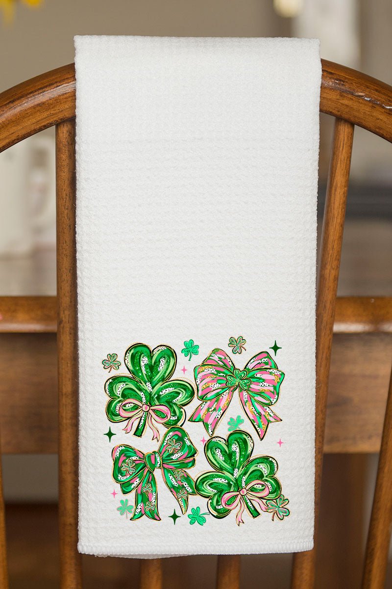 Lucky Luxe Bows Waffle Kitchen Towel - Wholesale Accessory Market